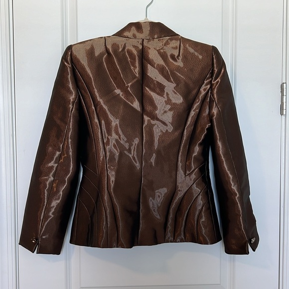 Escada Liquid Bronze Brown Structured Blazer Jacket Size 34  / 4 - Picture 3 of 17